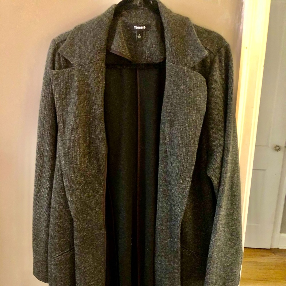 Grey Boyfriend Knit Trench Blazer